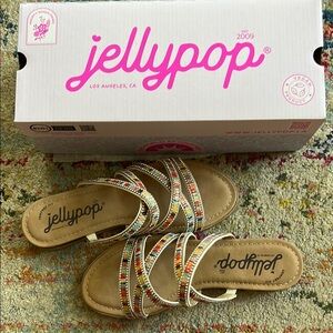 Jellypop Multicolor Sparkly Beaded Sandals. New